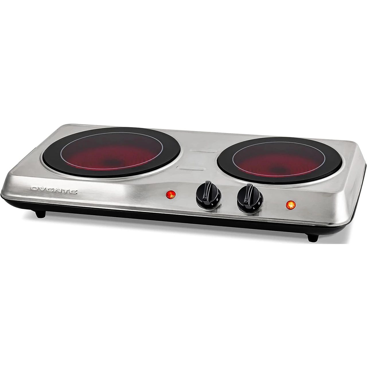 COOKTRON 1800W 120V Portable Double Burner Electric Induction Cooktop w/Knobs