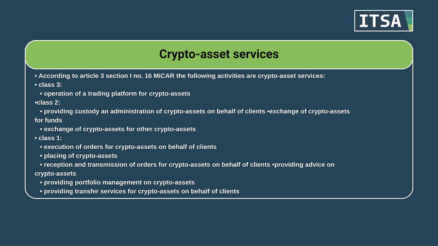 Deep dive into the Regulation of markets in crypto-assets (MiCAR) | by  International Token Standardization Association | Medium
