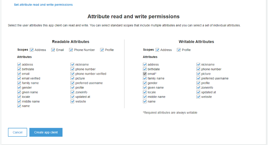 Attribute permissions