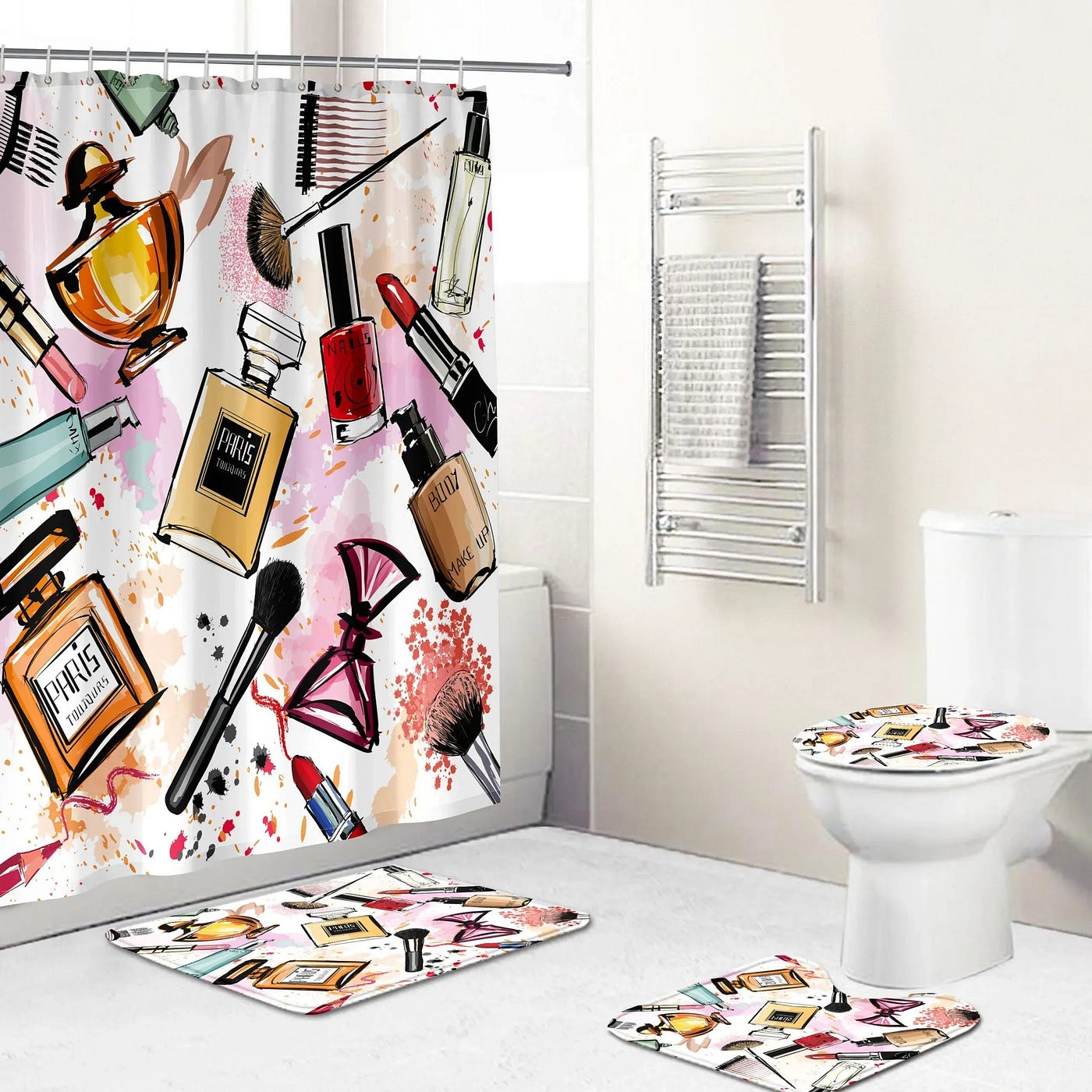 Louis Vuitton Luxury Bathroom Set Shower Curtain Style 36