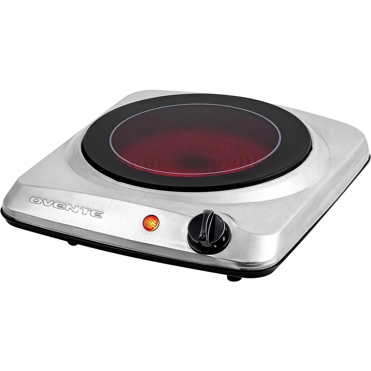 Proctor Silex Electric Single Burner Cooktop, Compact and Portable, Adjustable Temperature Hot Plate, 1200 Watts, 34106, White & Stainless