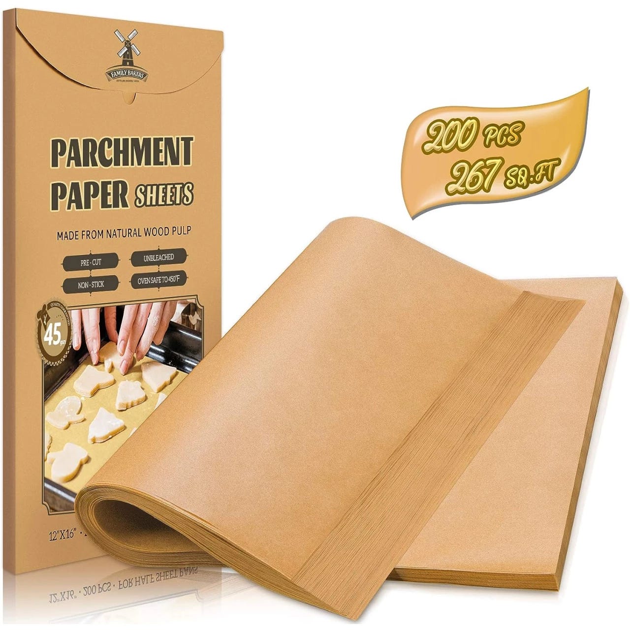 Katbite 12x16 inch Heavy Duty Flat Unbleached Parchment Paper for Baking,  200Pcs
