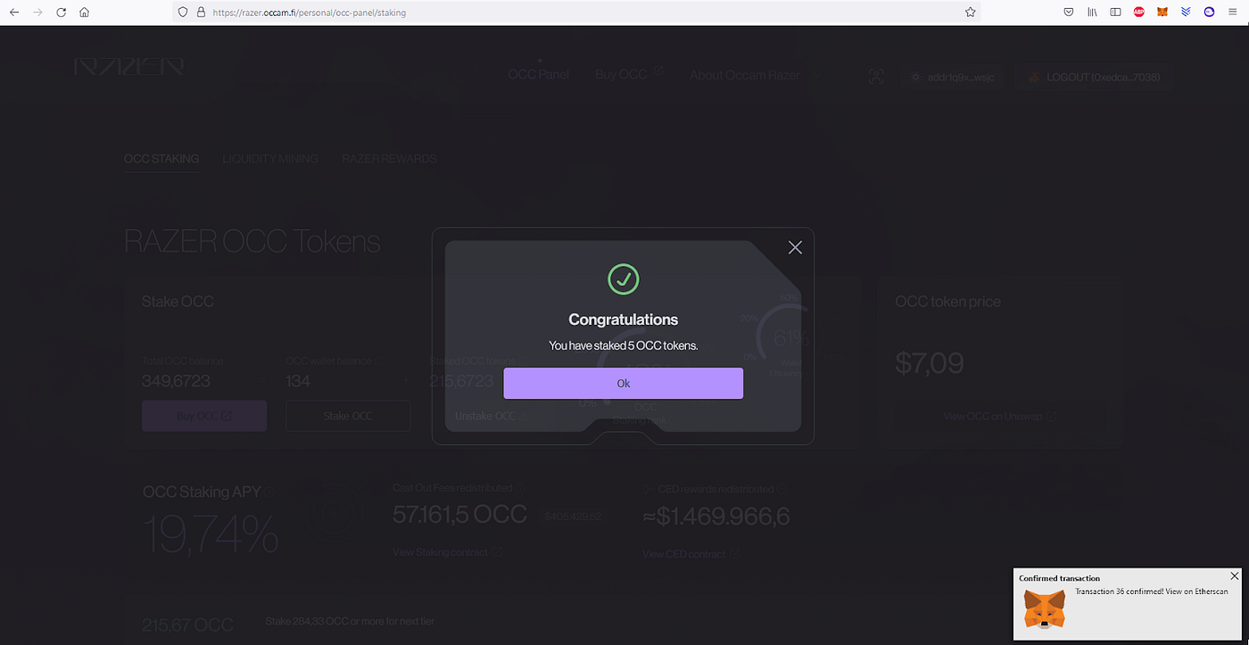 Complete OccamRazer Tutorial — Staking, IDO participation and claiming CED  rewards | by Occam_PR | Occam.fi | Medium