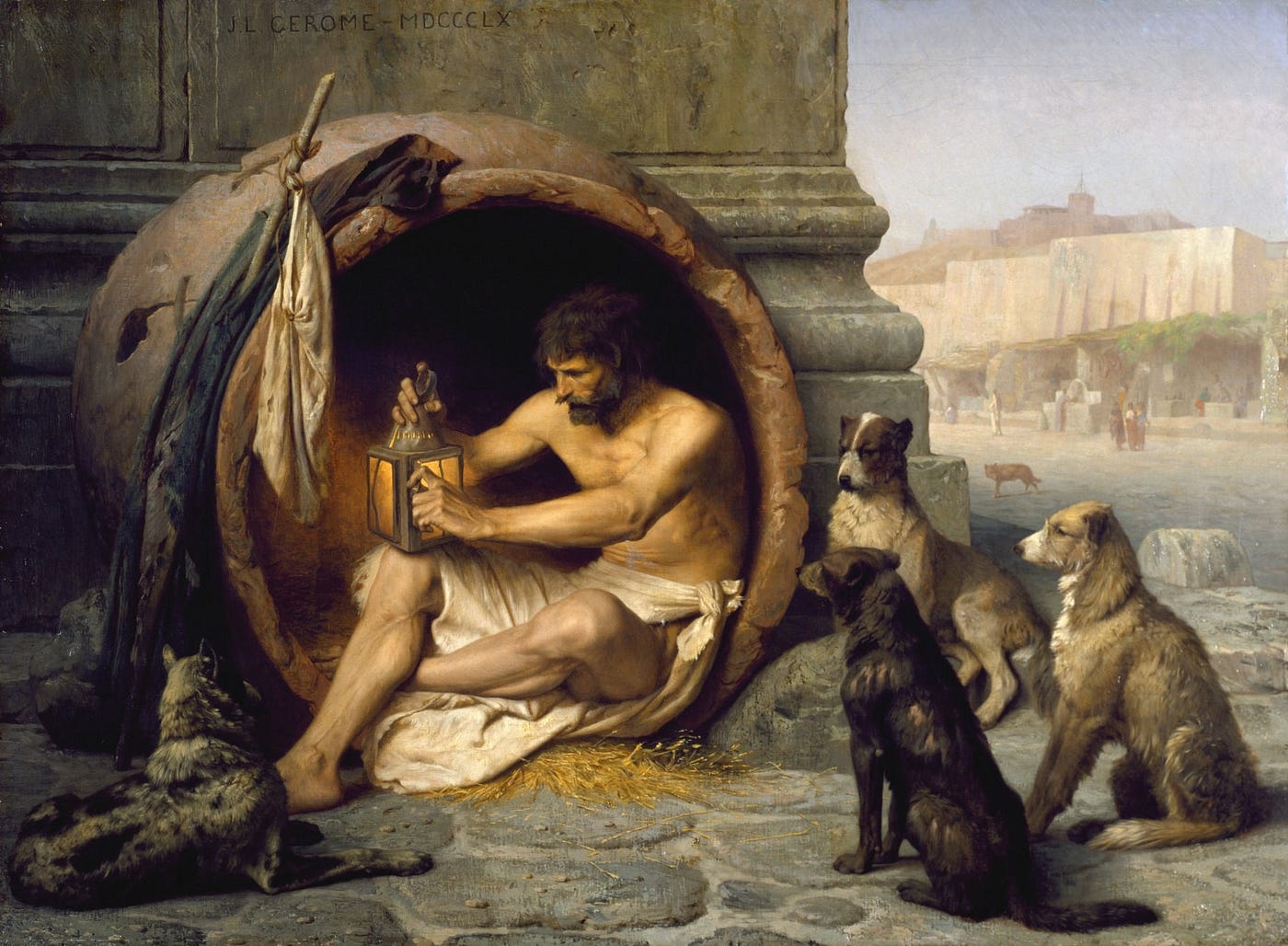 “Diogenes istuu kylpyammeessaan” (Jean-Léon Gérôme)