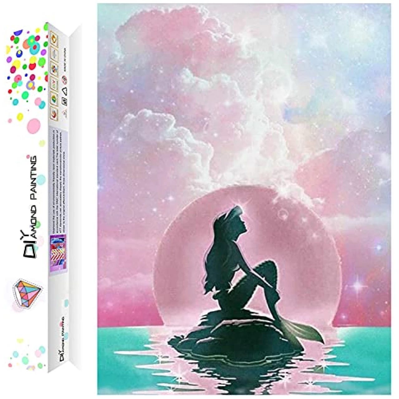 Anime Diamond Painting Ariel,cartoon Diamond Art Mermaid,5d Diamond  Painting Kits For Adults Kids Beginner 12x16 Inch