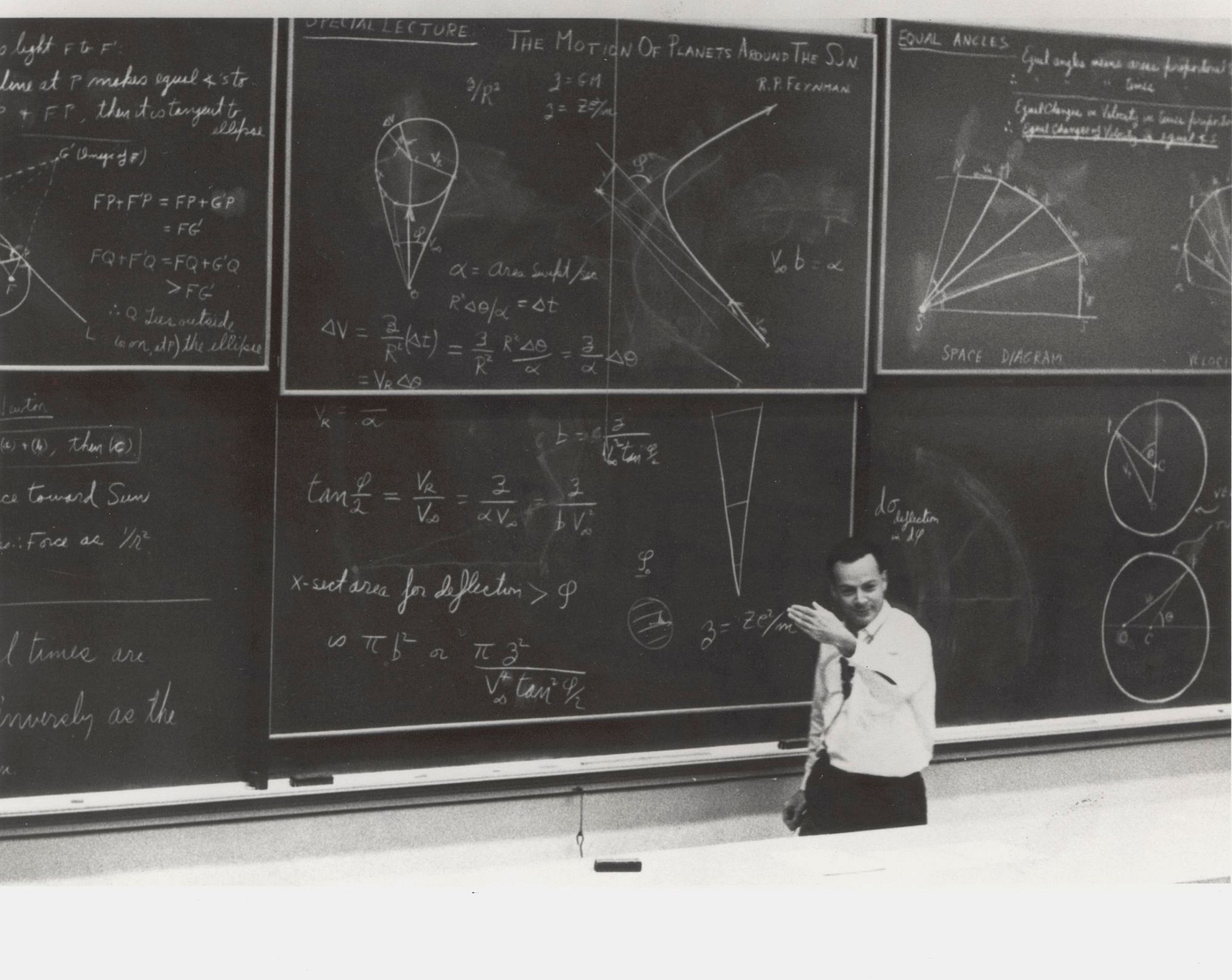 (Dr. Richard Feynman during the Special Lecture: the Motion of Planets Around the Sun)