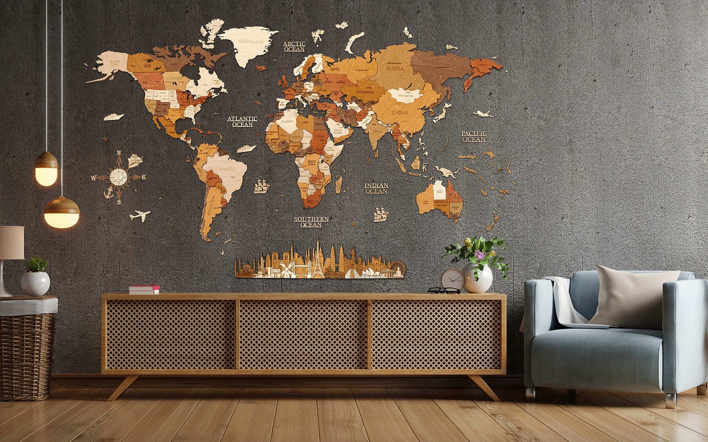 Exploring the World: Unique World Wood Maps Decorations - Classyhdecors -  Medium