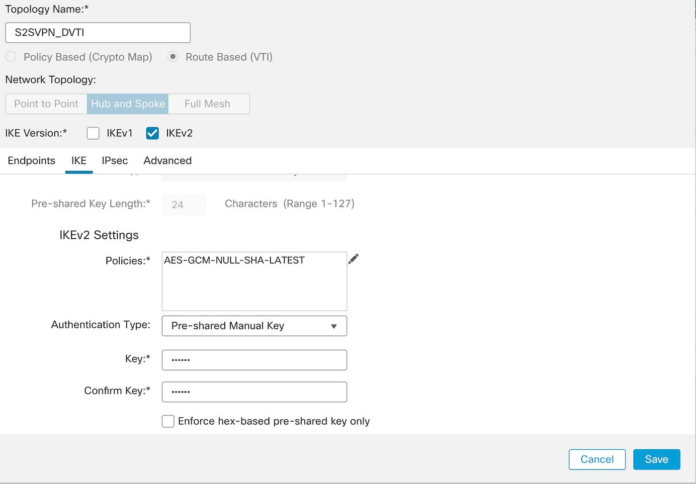 Cisco Firepower Threat Defense IKEv2 VPN with Dynamic VTI using Pre-shared  Keys | by TECHNOXI | Medium