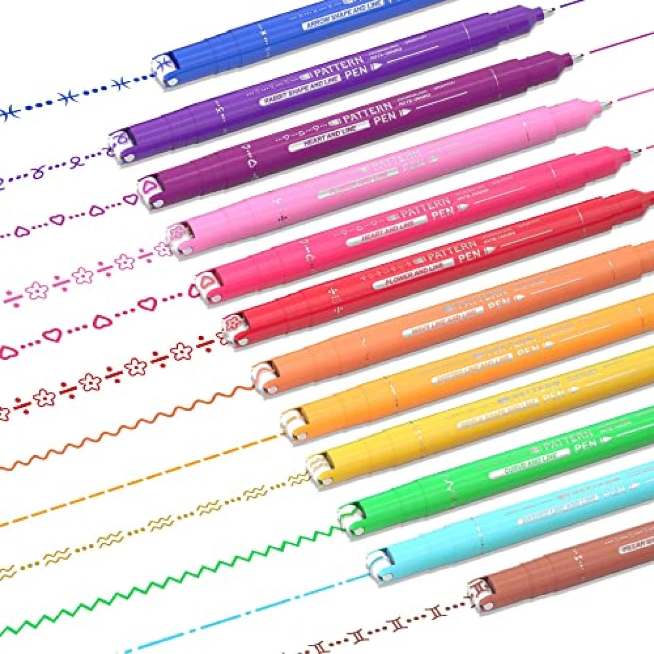 AECHY Dual-Tip Felt Tip Pen 6 Different Curves and 8 Colors- aechy