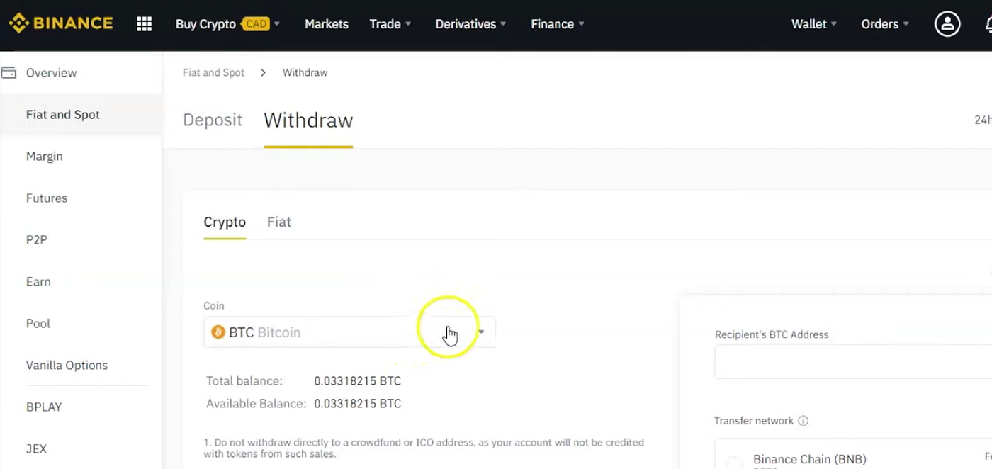 4 simple steps to move your BTC from Binance to your hot wallet | by Alpyne  Labs | Medium
