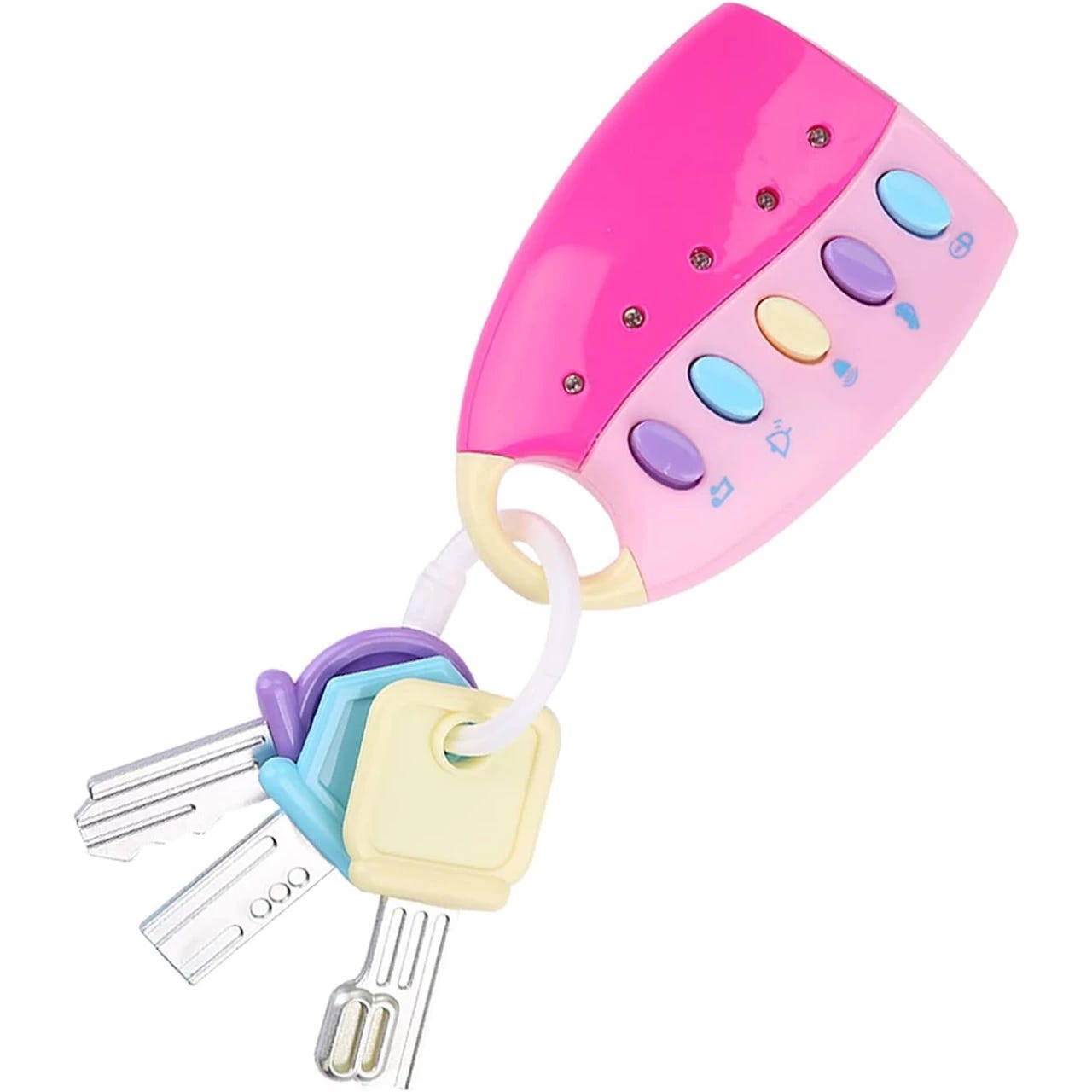 B. toys – Toy Car Keys – Key Fob with Lights & Sounds – Interactive Baby  Toy – Pretend Keys for Babies, Toddlers – 10 Months + – FunKeys – Purple