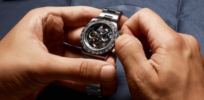 The New Rolex Daytona La Montoya — Watch Modifications & Beautiful  Skeletons | by LuxuryBazaar.com | Medium