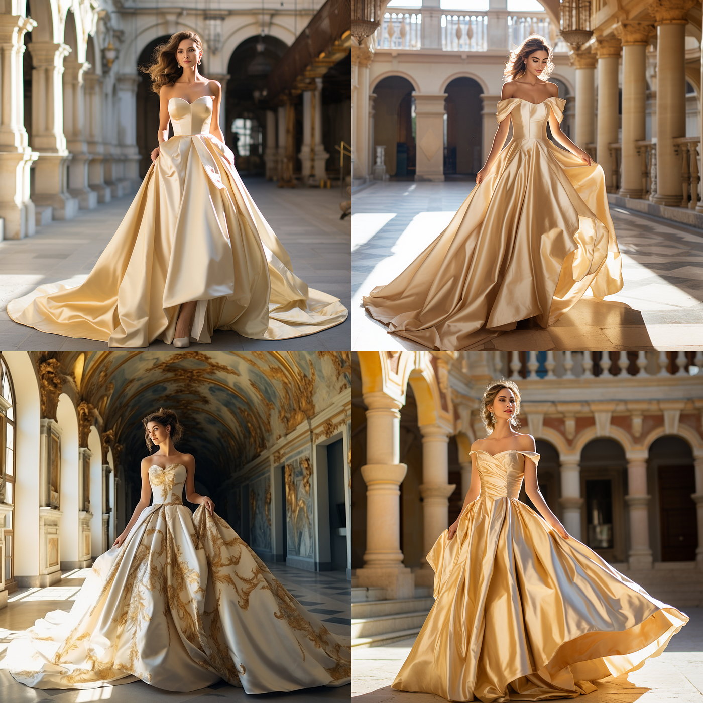 Beautiful Gold Satin Ballgown with Glamorous Accessories” Designed for  Mandy Wilson | by DigitalCoutureCo | Bridal Collection | Medium