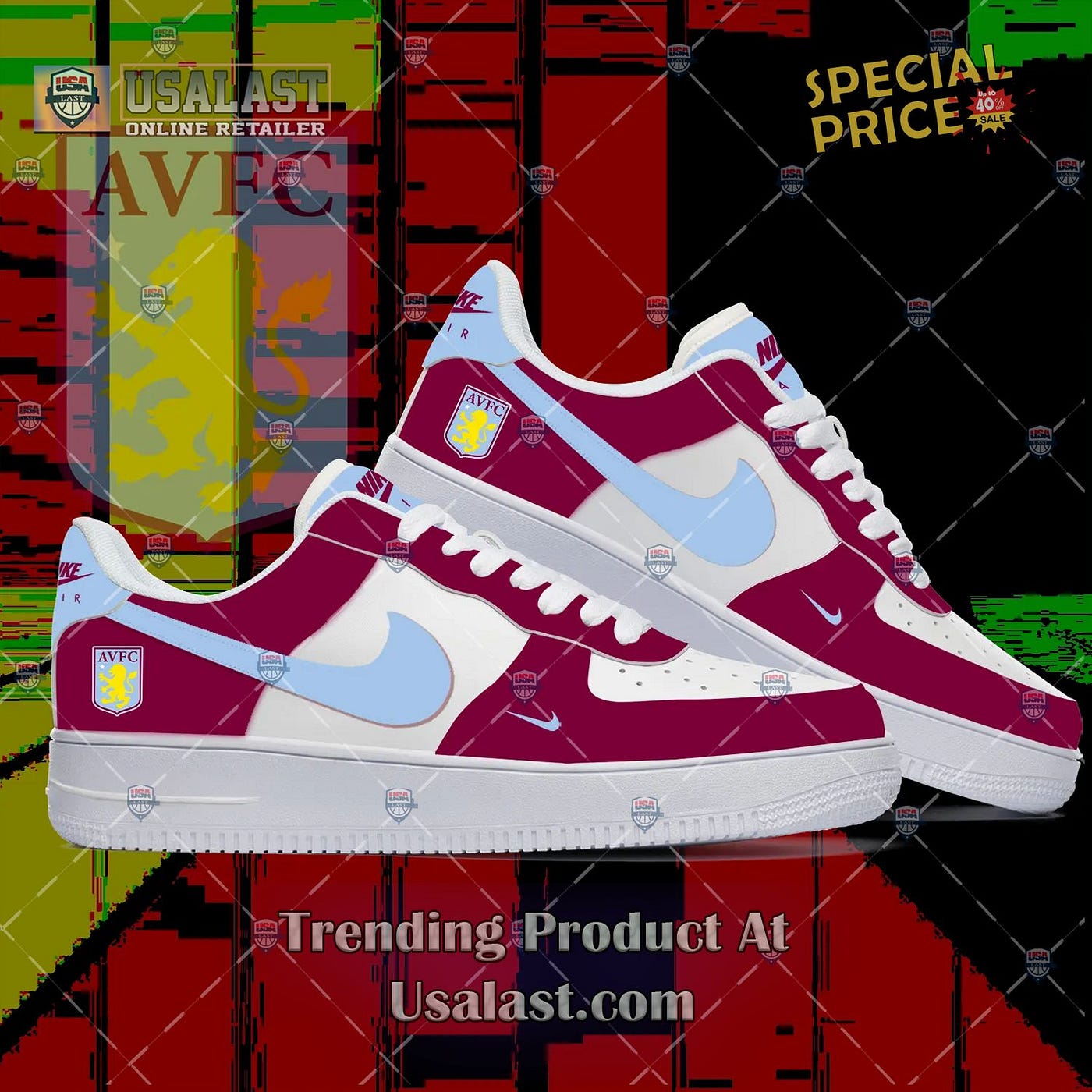 Aston Villa Fc Red Low Top Skate Shoes