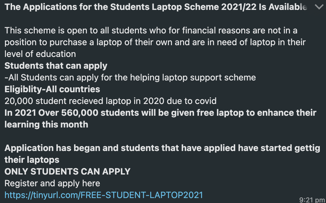 HOAX: This website claiming to offer free laptops to students is a scam |  by PesaCheck | PesaCheck
