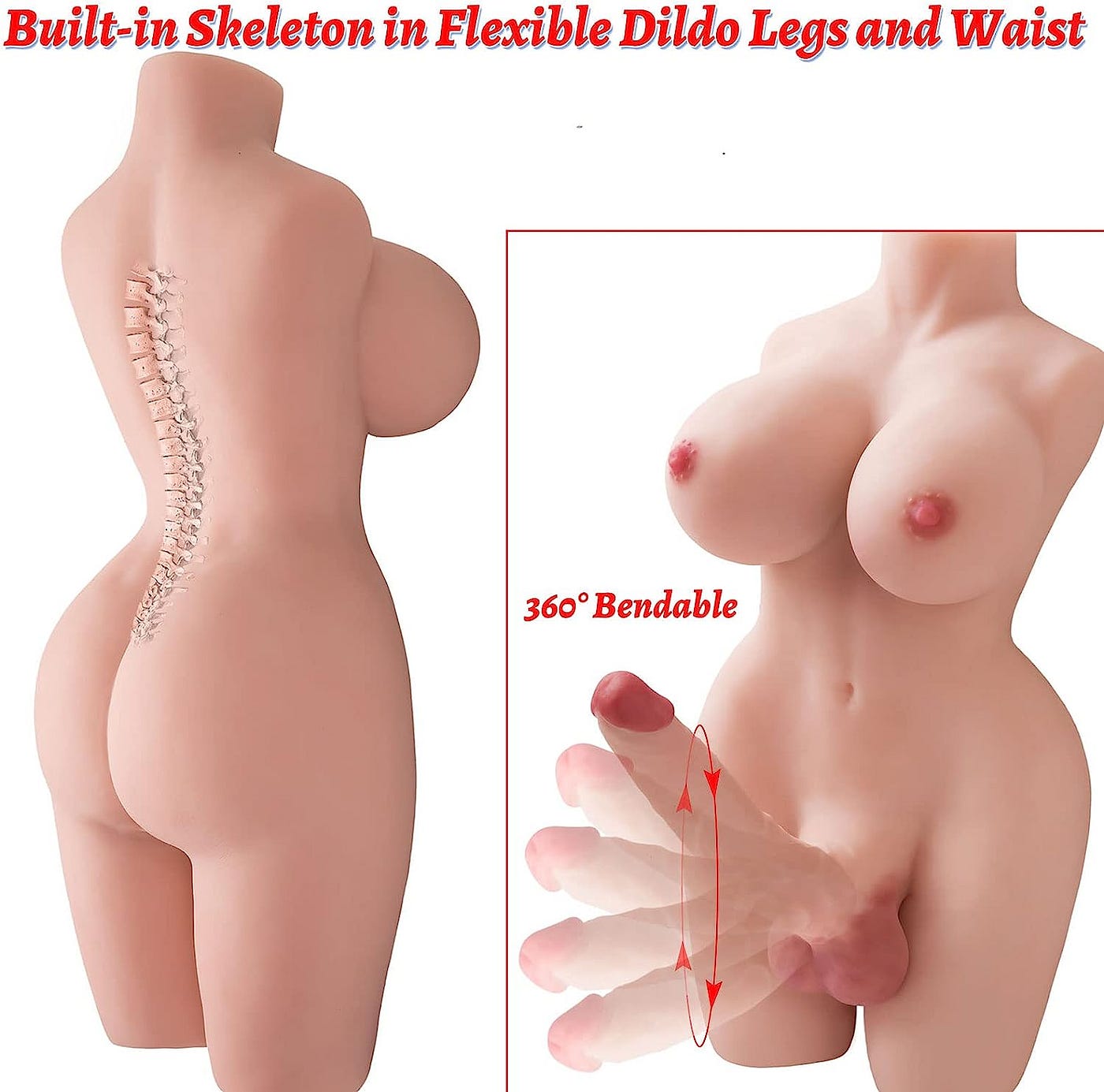 Shemale Sex Doll with Torso Realistic Dildo Breasts and Anal