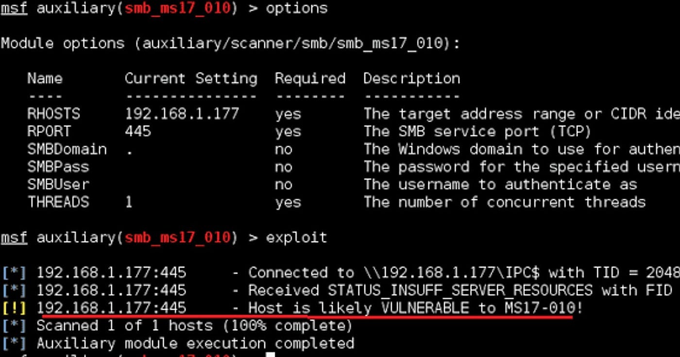 Exploiting MS 17–010 (Blue) in Windows | by A51F221B | Medium