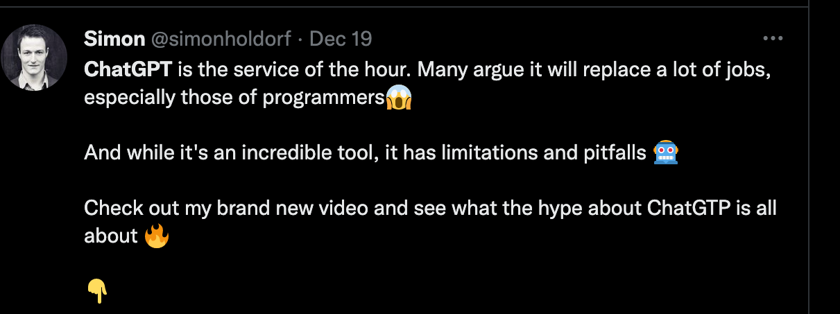 Screenshot of a Twitter user analyzing the limitations of ChatGPT