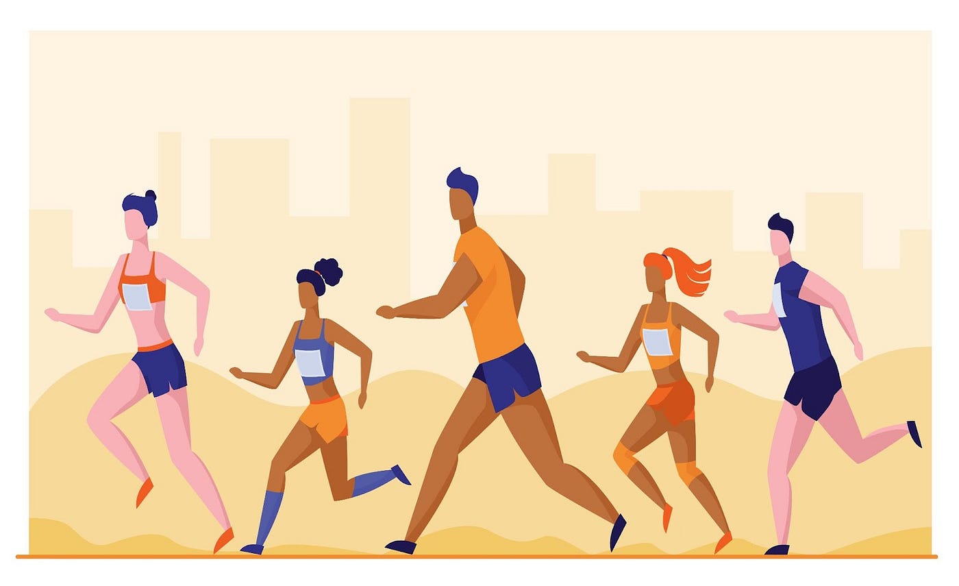 Illustration of people running a marathon