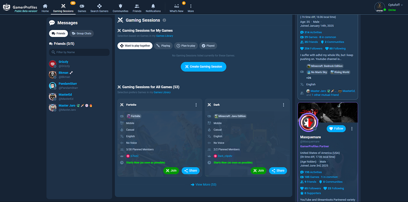 If you are a gamer looking for other games to play with Gamer Profiles is the way to go!