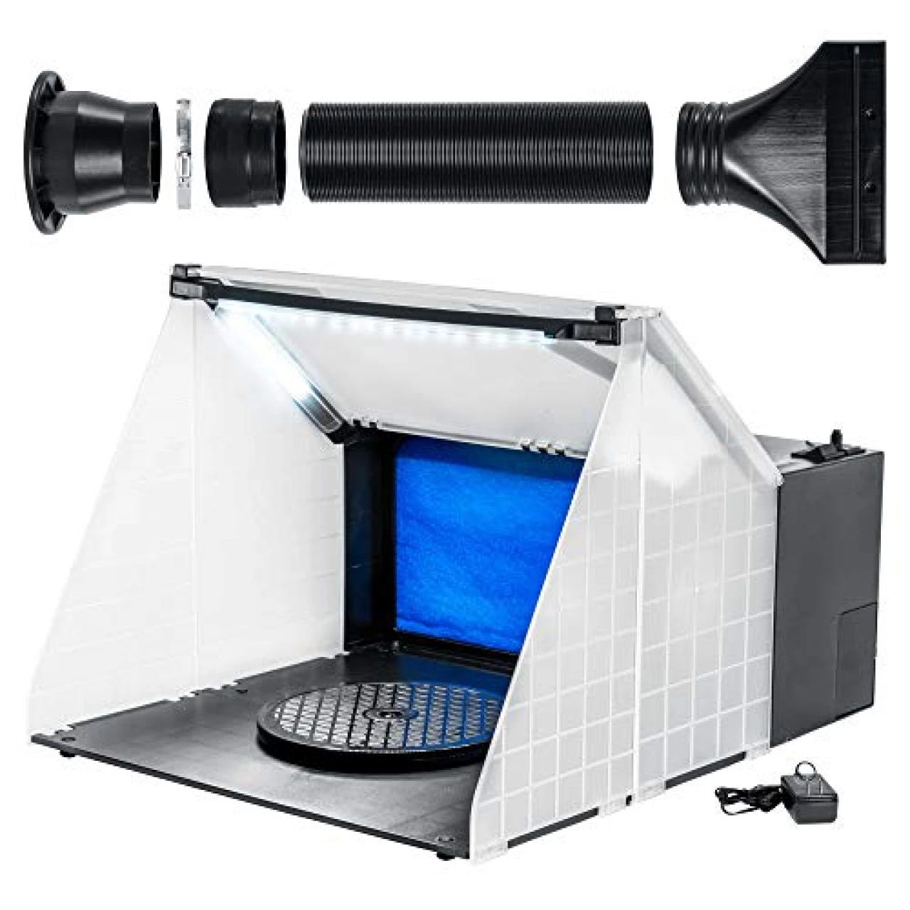 MEEDEN Airbrush Spray Booth, Paint Booth Set with 3 LED Lights & Turn  Table, Portable Airbrush Booth Kit with Air Filter & Exhaust Hose, Craft  Hobby
