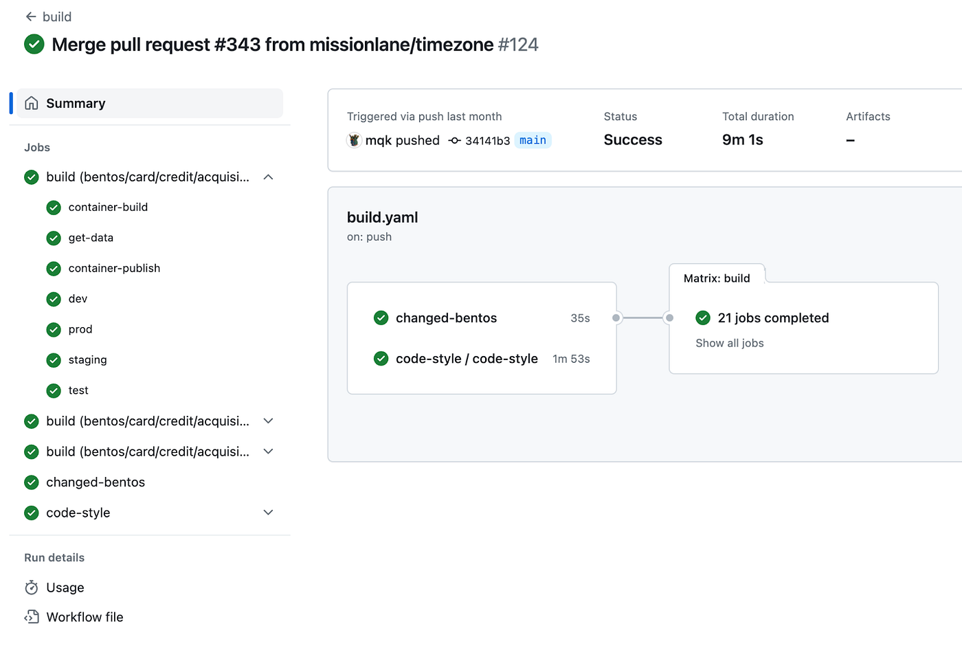 Fig.5 Screenshot of our github actions CI/CD pipeline, triggered by a PR merge.
