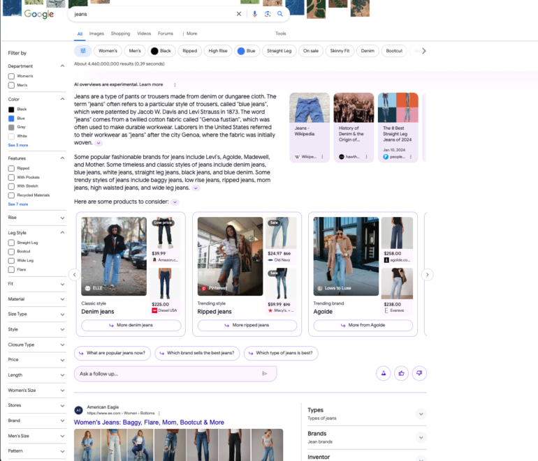 screenshot of PageOn.ai Deep Search interface showing industry examples search results with thumbnail previews
