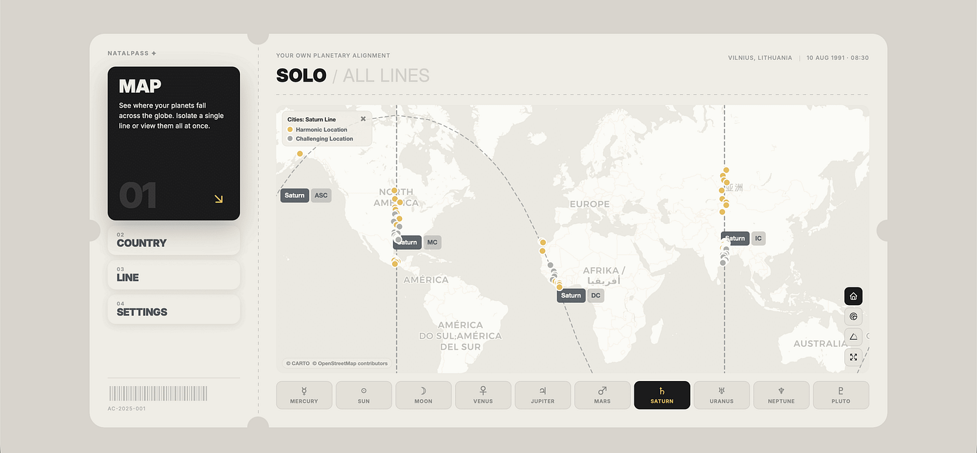Saturn Line Astrocartography: When Pressure Becomes Power (and When It Becomes Too Heavy)