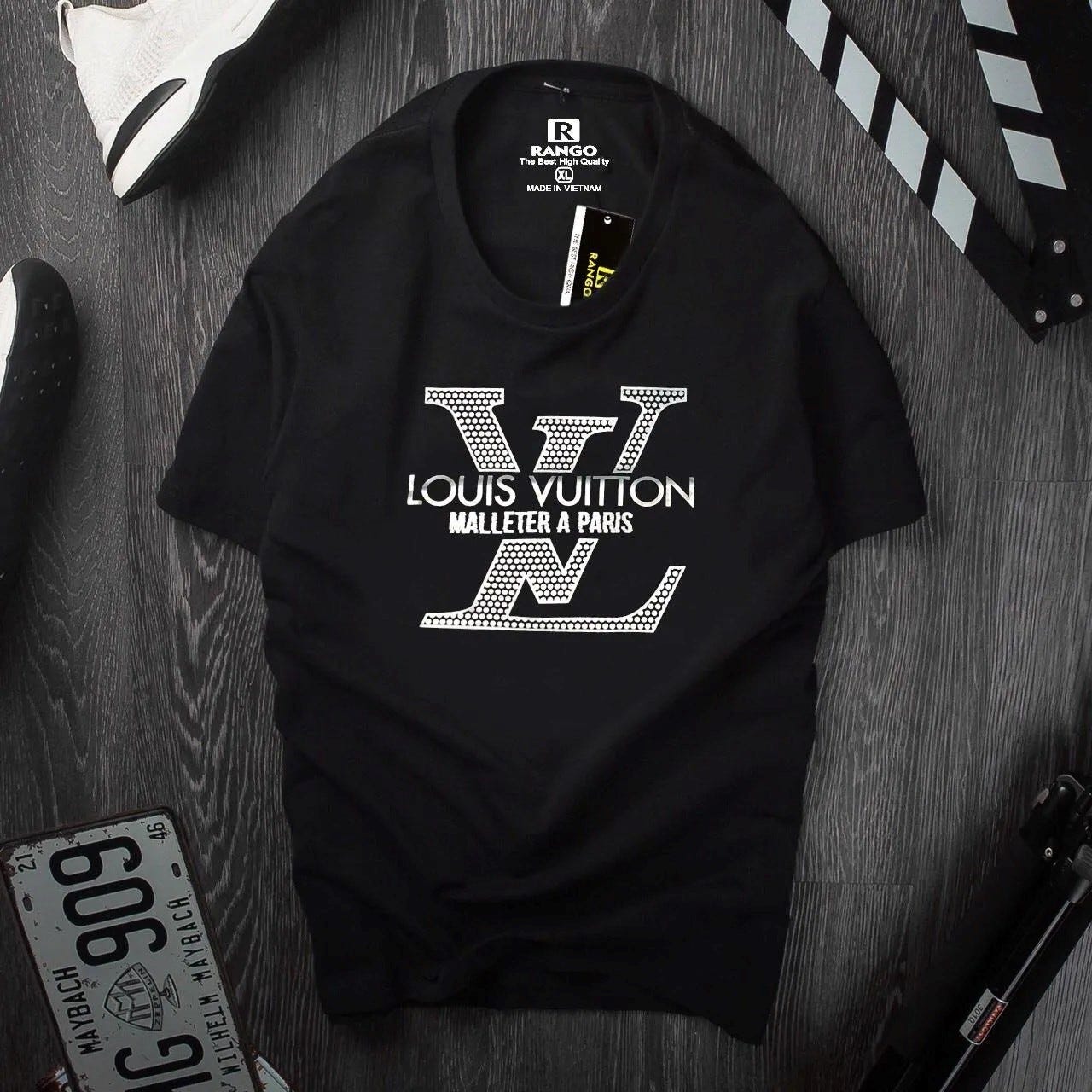 Louis Vuitton Black Logo Shirt - High-Quality Printed Brand