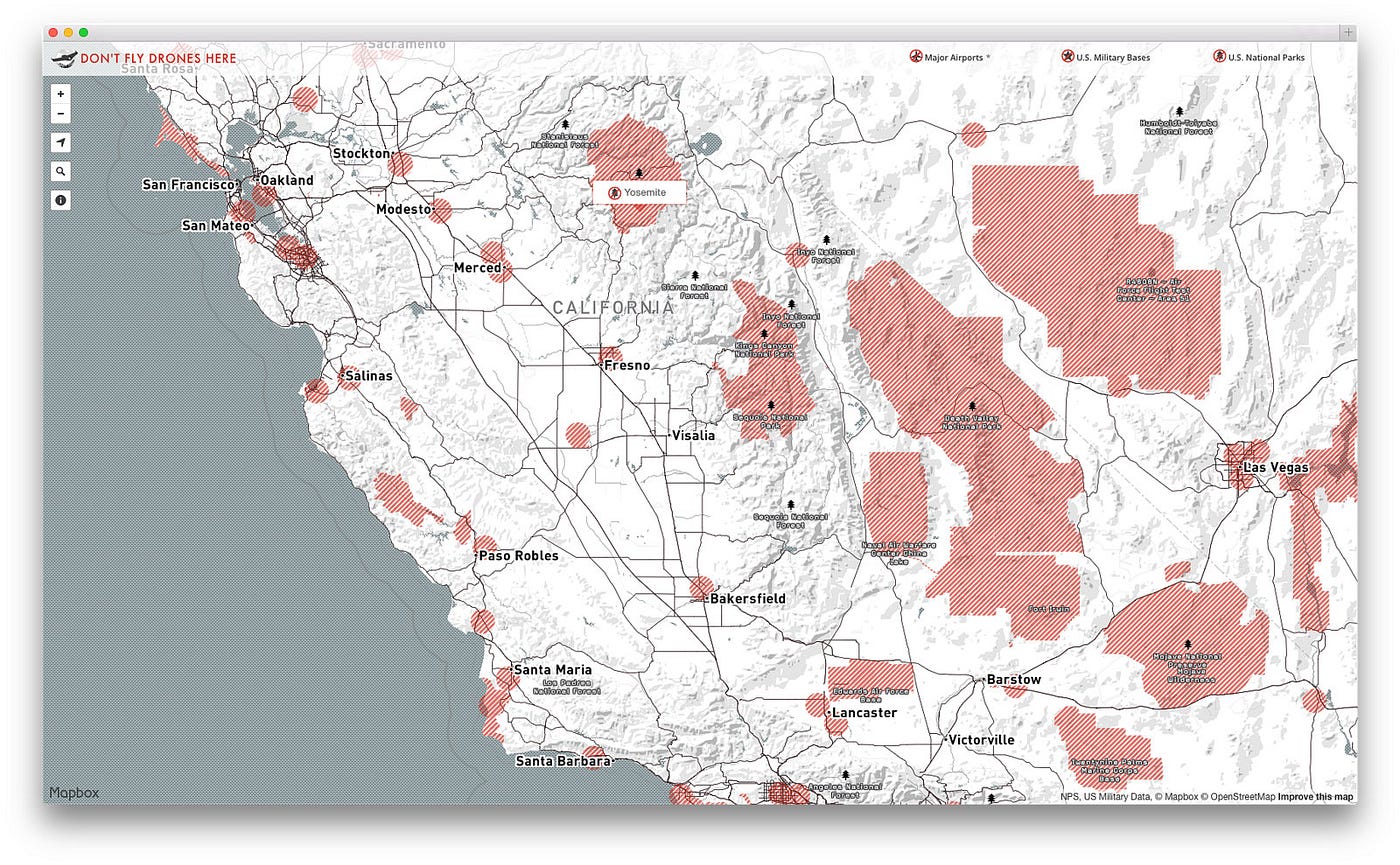 Don't fly drones here | by Mapbox | maps for developers