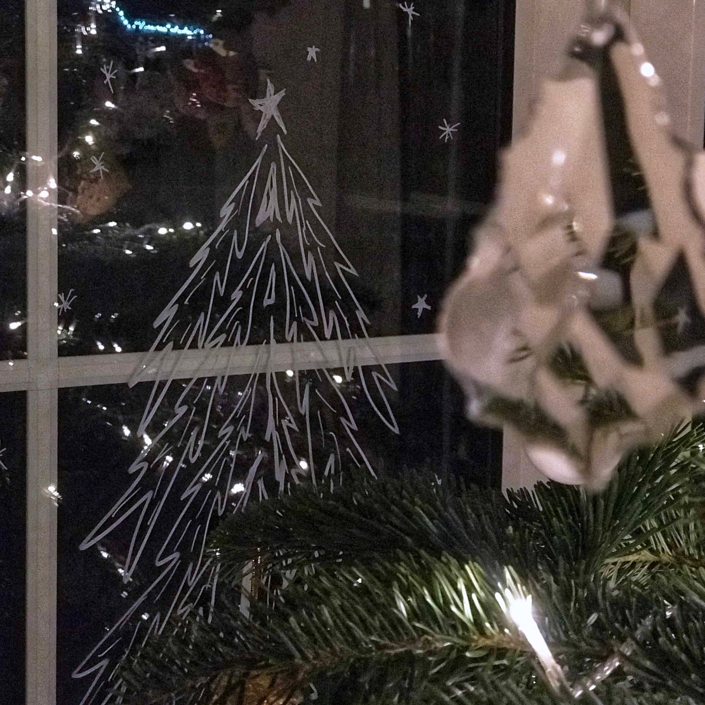 christmas chalk pen window tree｜TikTok Search