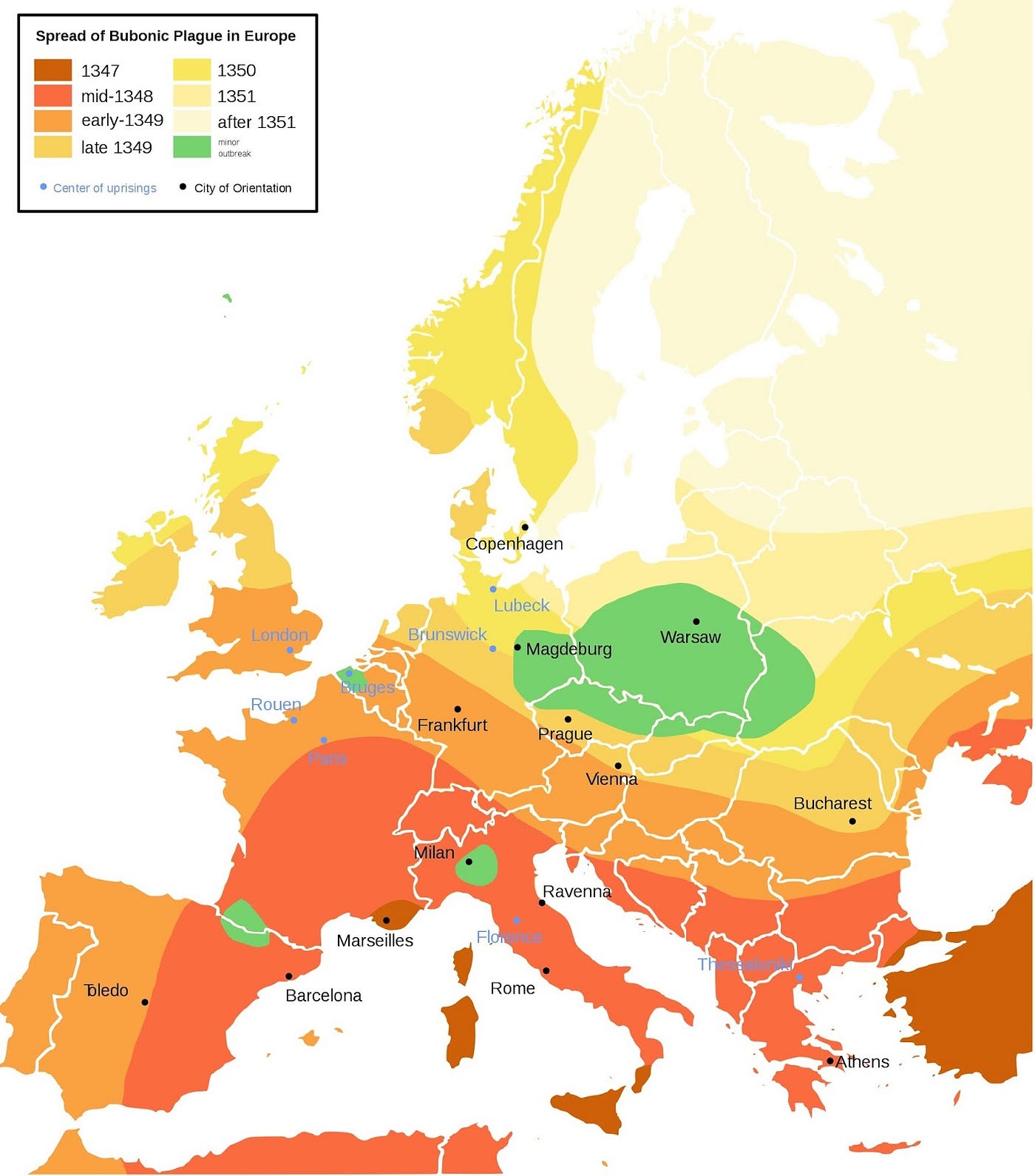 Spread of the Bubonic Plague in Europe