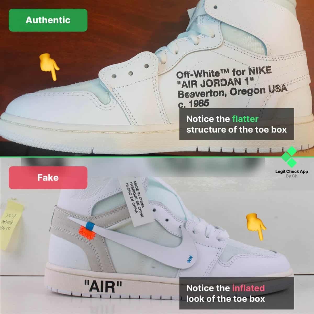 Off-White Air Jordan 1 NRG White Real Vs Fake — How To Spot fake OW AJ1 NRG  | by Legit Check By Ch | Medium