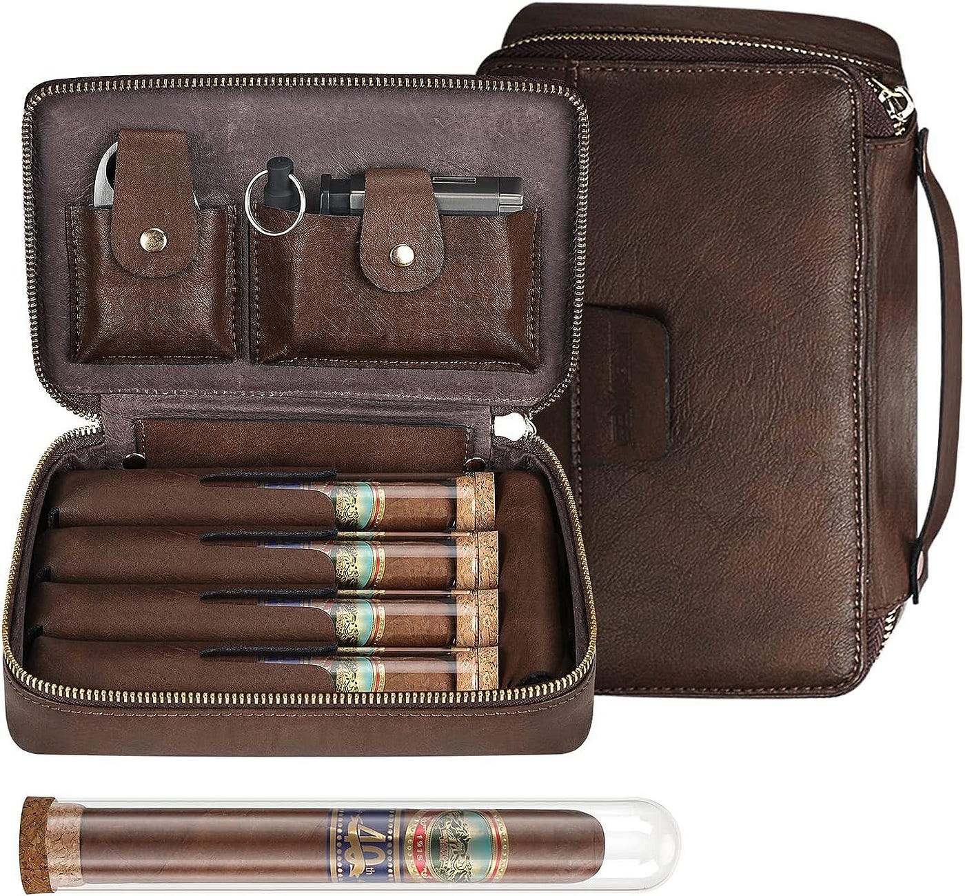 Buy AMANCY Luxury Black Leather 5 Holder Cigar Humidor Case