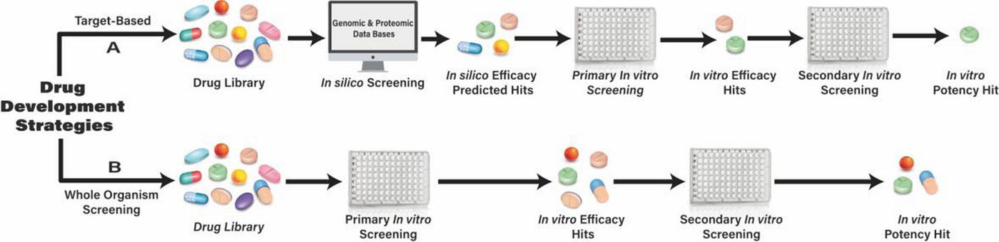 NIH diagram comparing In Vitro vs In Silico Drug Discovery Methods