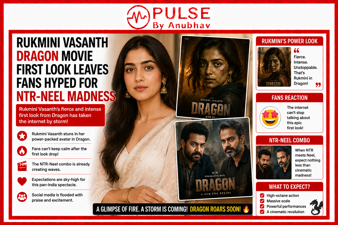 Rukmini Vasanth Dragon Movie First Look Leaves Fans Hyped For NTR-Neel Madness | Pulse by Anubhav —…