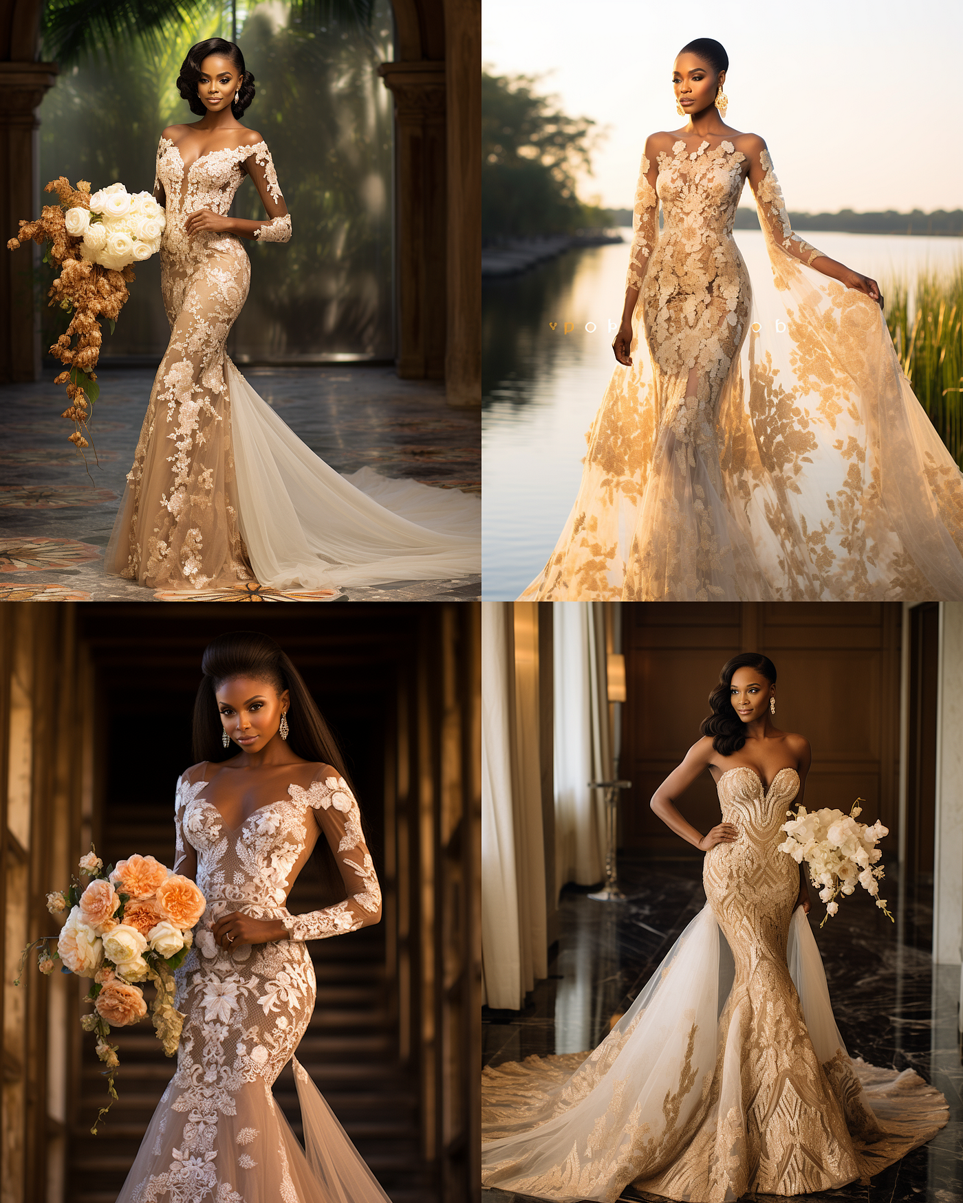 Elegant Lace Mermaid Wedding Dress with Vibrant Accessories