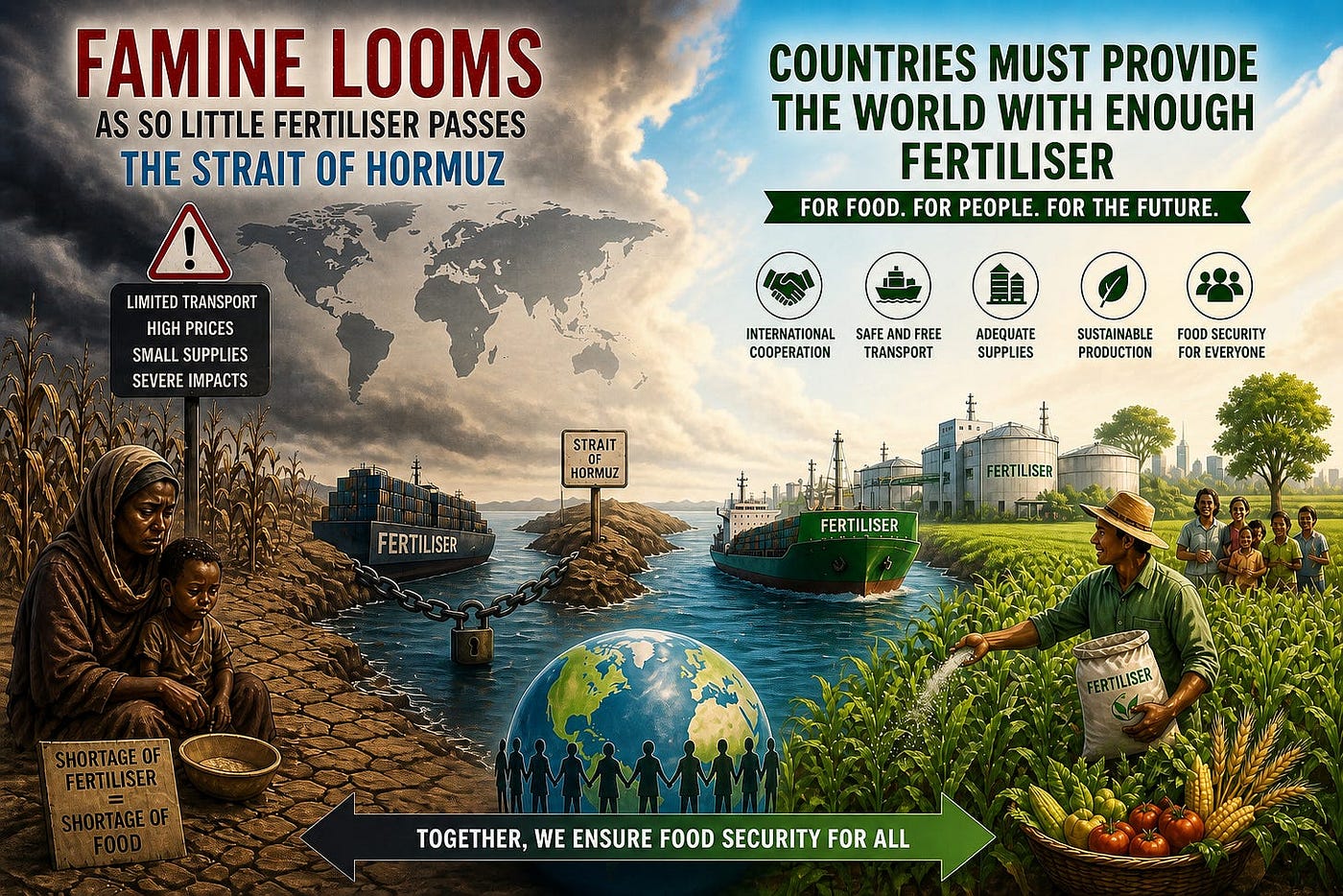 Famine looms as so little fertiliser passes the Strait of Hormuz