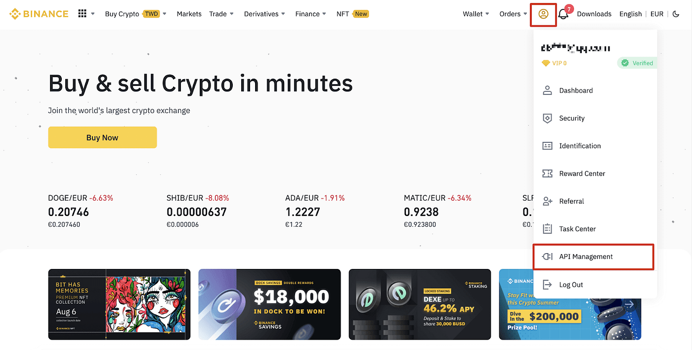 How to create an API key from crypto exchanges | by Dorien Herremans |  Investeze.com | Medium