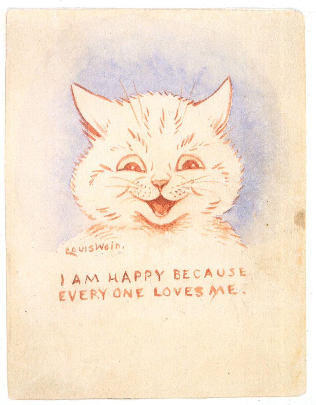 Vintage Louis Wain Cat Painting Art Print Fancy White Cat and 