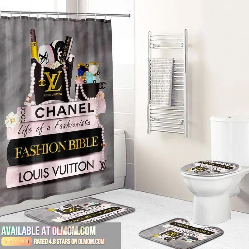 Louis Vuitton Lv Bathroom Set Hot 2023 Luxury Shower Curtain Bath Rug #shower  #curtain #home decor