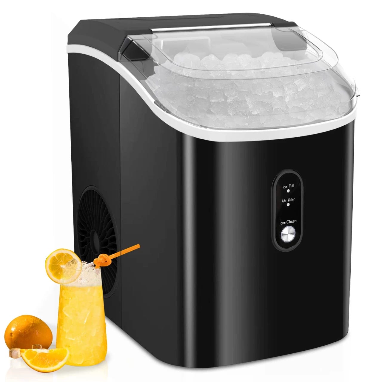 CROWNFUL Nugget Ice Maker Portable Countertop Machine, Auto Water