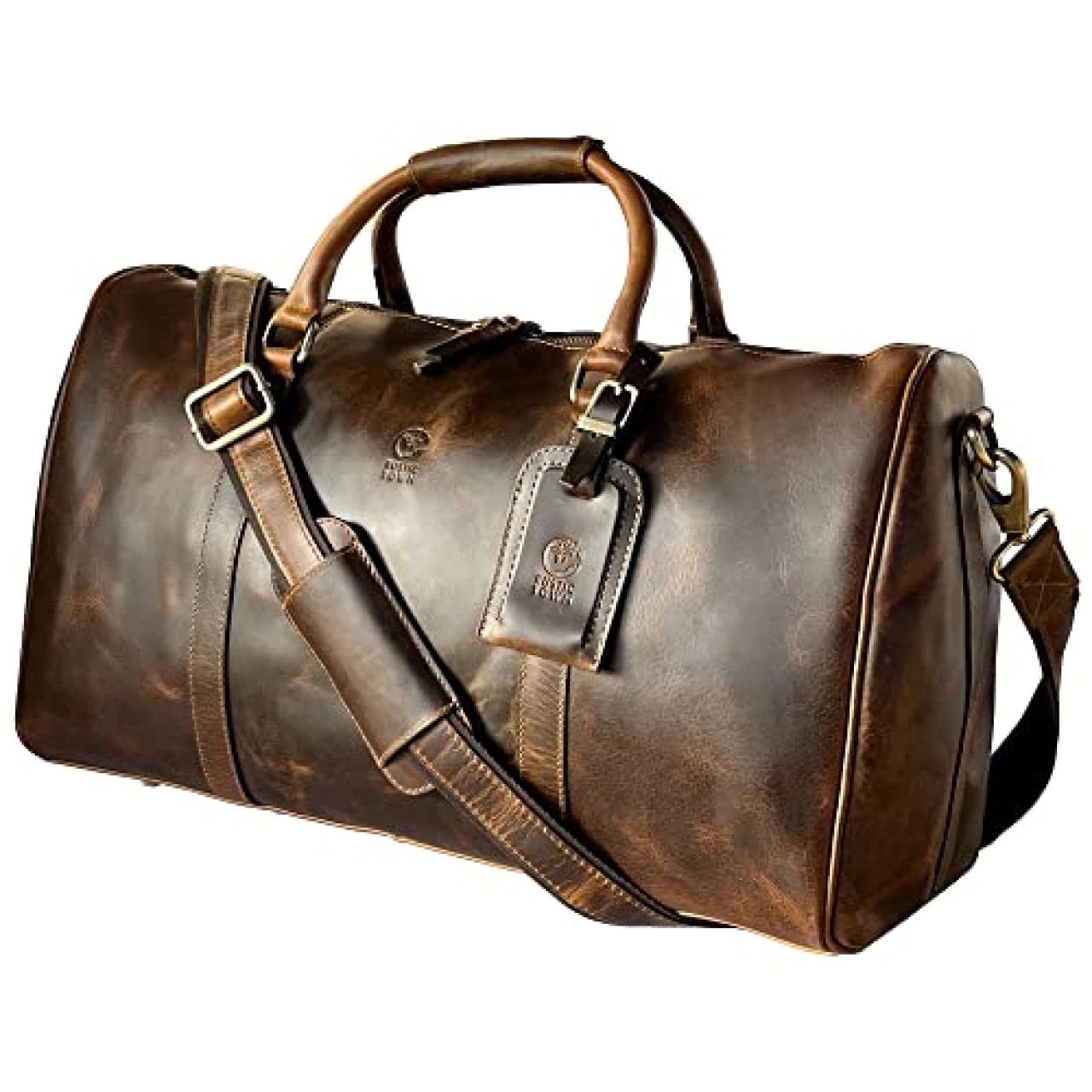 Leather Duffel Bag Travel Gym Sports Overnight Weekend Cabin Holdall by Komalc