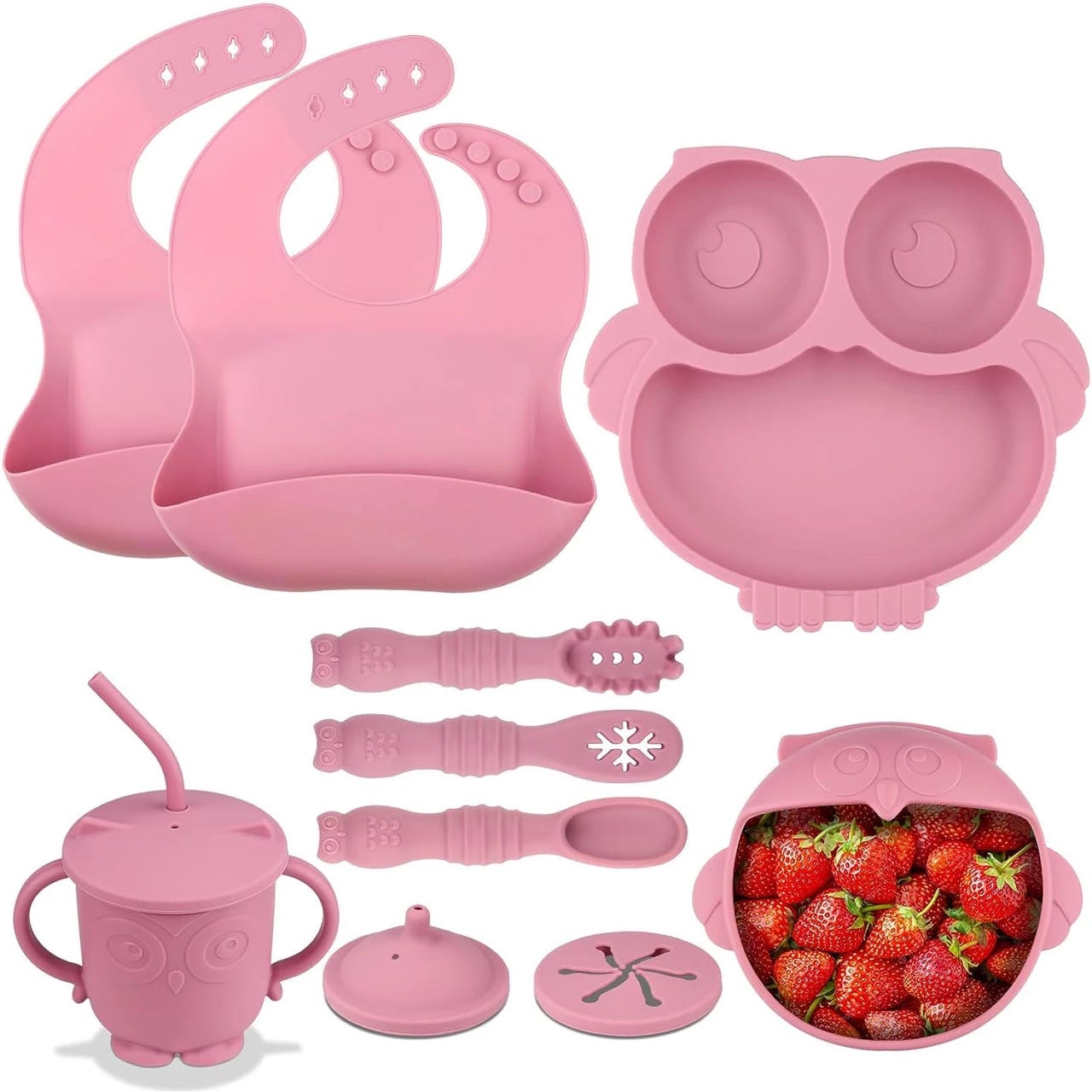 Baby Led Weaning Set With Bibs, Spoons, A Suction Bowl and Suction