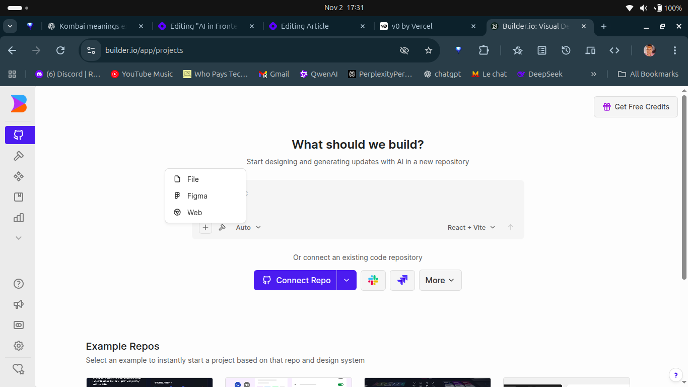 builder.io agent page