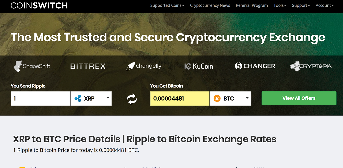 How To Convert Ripple (XRP) To Bitcoin (BTC) From CoinSwitch | by  CoinSwitch | CoinSwitch | Medium