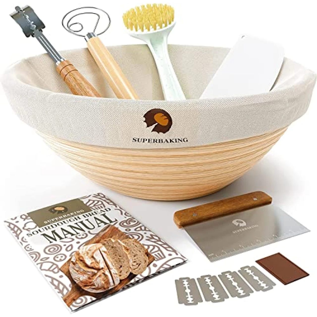 Saint Germain Bakery Premium Round Bread Banneton Basket with Liner 