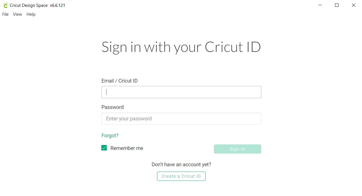Enter the Cricut ID and password into their specific field