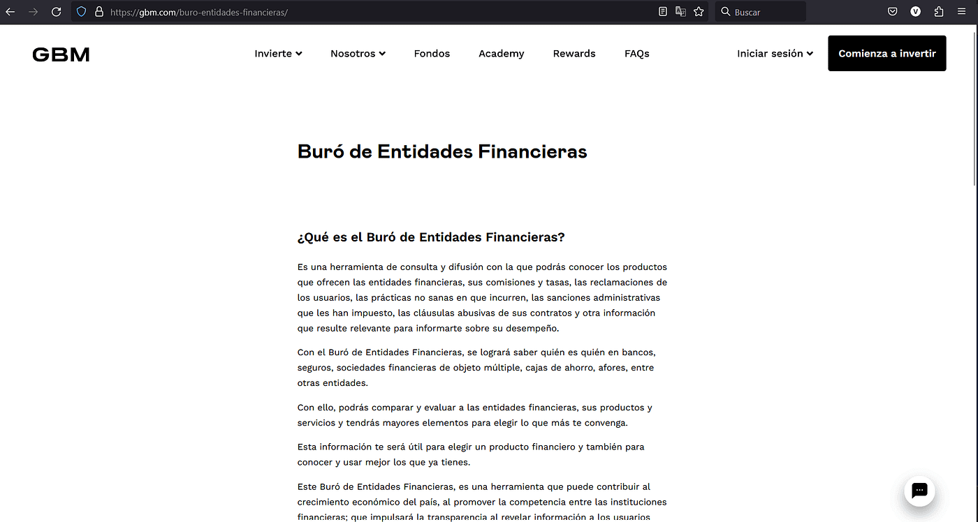 GBM — Sobre su registro en el Buró de Entidades Financieras.