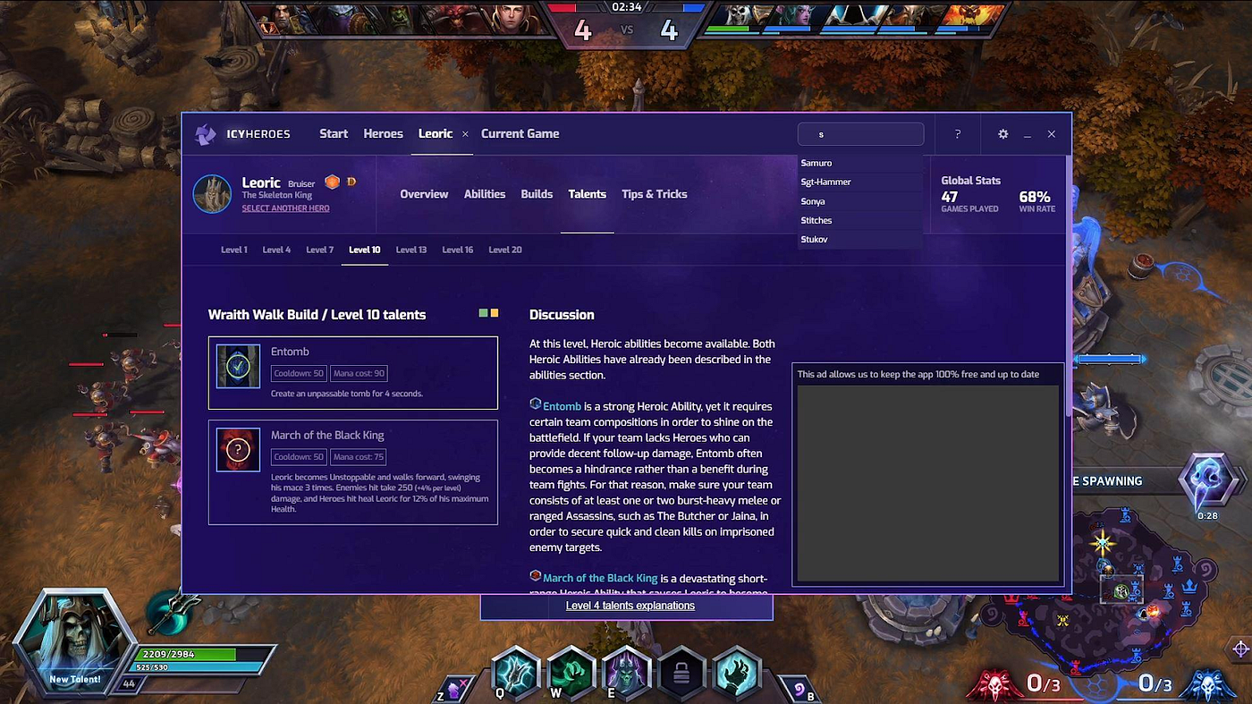 Heroes of the Storm, Interface In Game